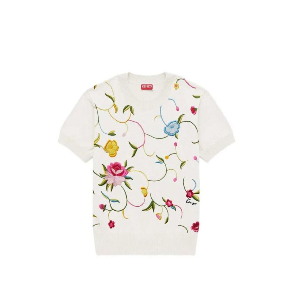 Kenzo Women Short-Sleeved Sweater With Floral Motif